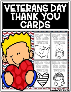 Preview of Veterans Day Memorial Day Thank You For Your Service Cards Coloring Page Pack
