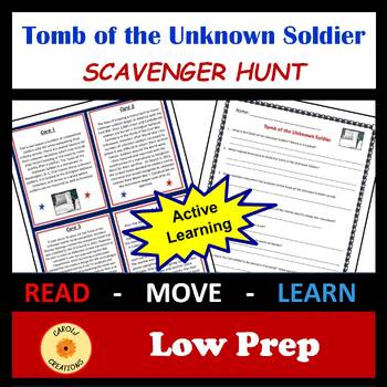 Preview of Veterans Day Memorial Day Tomb of the Unknown Soldier Scavenger Hunt with Easel