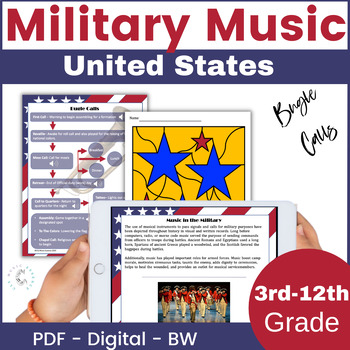 Preview of Patriotic Military Music History, Bugle Calls, Coloring Pages & Activities