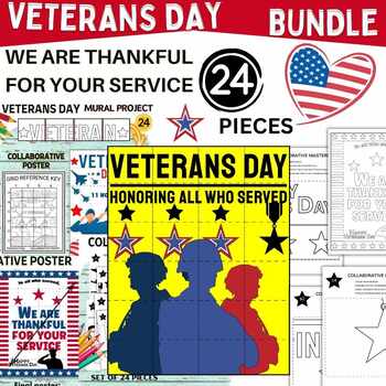 Preview of Veterans Day Mural Project Collaborative Poster Activity BUNDLE