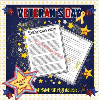 Preview of Veterans Day (Passage with short answer comprehension questions)