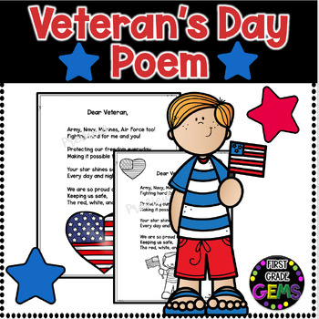 Veteran&#039;s Day Poem Freebie by My First Grade Gems | TpT