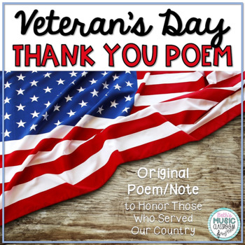 Preview of Veterans Day Poem: Original Poem/Note to Say Thank You