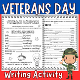 Veterans Day Poem Writing Activity Sheets : Write And Colo