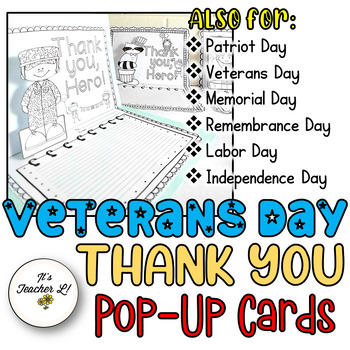 Preview of Veterans Day Pop-Up Thank You Card | Veterans Day Project ELA Grade 3 4 5 6