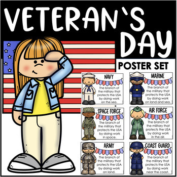 Preview of Veterans Day Poster Set for the Classroom Kindergarten & First Grade