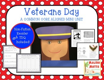 Preview of Veterans Day Unit with Nonfiction Book and Craftivites-Common Core Aligned