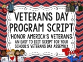 Veterans Day Program Script for a School Wide Assembly to Honor Veterans