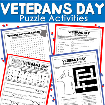 Preview of Veterans Day Puzzles | Word Search & Crossword Puzzle