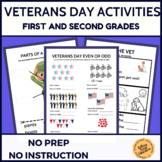 Veterans Day Puzzles Worksheets 1st 2nd Grade Sub Plan Ind