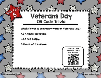 Veterans Day Qr Code Trivia Task Card Scoot Game By Angela Willyerd