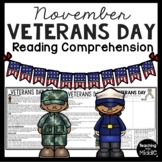 Veterans Day Informational Text Reading Comprehension Work