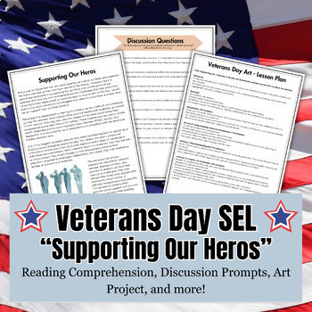 Preview of Veterans Day Reading Comprehension and Discussion Activities – Print and Digital