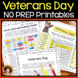 Veterans Day Reading Comprehension and ESL Activities