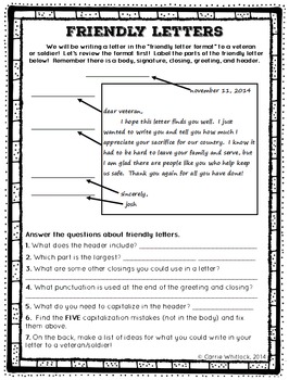 veterans day reading comprehension and letter writing by