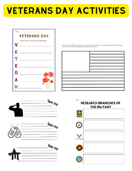 Preview of Veterans Day / Remembrance Day Activities for ELA Middle School Upper Elementary