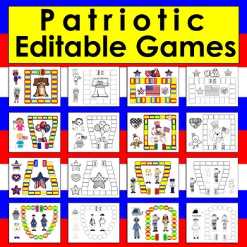 Veterans' Day  Sight Words Game Board Activities - EDITABLE Set 1
