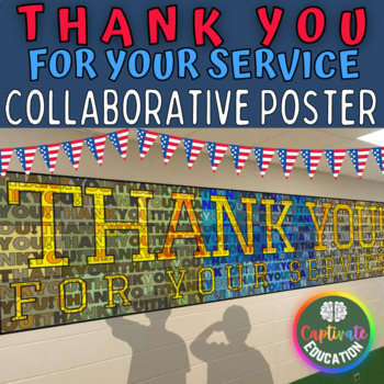 Preview of Veterans Day Thank You Collaborative Poster Banner Memorial Coloring Activities