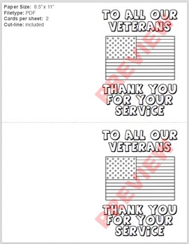 Veterans Day - Thank You For Your Service Coloring Card by CoronaCrafts