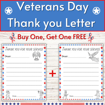 Preview of Veterans Day Thank You Letter Template, Patriotic Thank You Letter Writing Craft