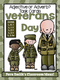 Veterans Day Adjective or Adverb? Task Cards, Recording Sh