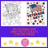 Veterans Day Unit Rate (Easy) Coloring Page