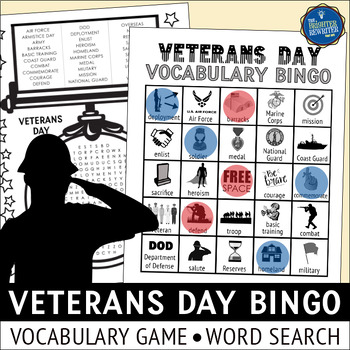 Preview of Veterans Day Vocabulary Bingo Game and Word Search
