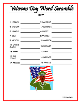 Veterans Day Word Search and Word Scramble - Two Word Puzzles! by ...