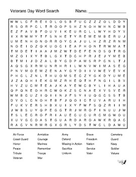 veterans day word search by niemiller nature teachers pay teachers