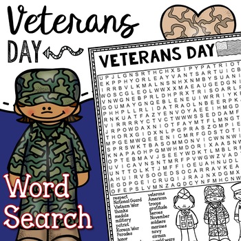 Preview of Veterans Day Word Search Puzzle Patriotic November Word Find Early Finishers