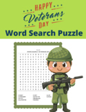 Veterans Day Word Search Puzzle Worksheet Activity