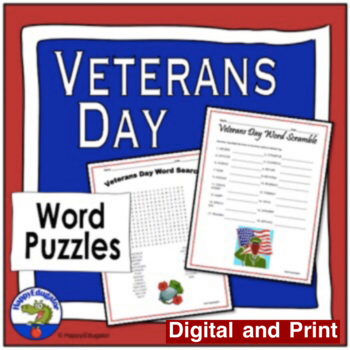 Preview of Veterans Day Word Search and Scramble - Two Word Puzzles with Easel Activities