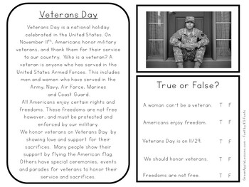 Veterans Day Worksheet Activity by Green Apple Lessons | TpT