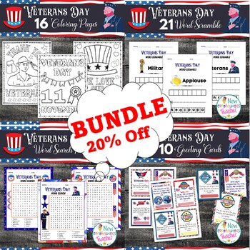 Preview of Veterans Day Worksheets And Activity Pack For Elementary Students BUNDLE