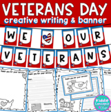 Veterans Day Writing Activities and Banner - first or seco