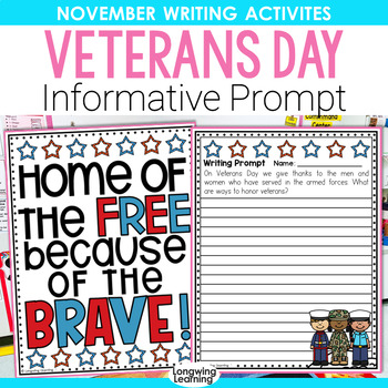 Preview of Veterans Day Writing Activity Informative Prompt About Honoring Veterans Cards