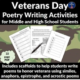 Veterans Day Writing Poetry Activity for Middle and High S