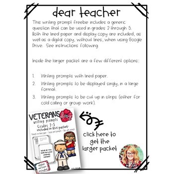 Veterans Day Writing Prompt Freebie: Grades 2 - 5 ...