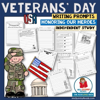 Preview of Veterans' Day | Writing Prompts | Honor Heroes | 3r Grade ELA | Social Studies