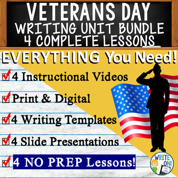 Preview of Veterans Day Writing Prompts - Veterans Day Activities, Veterans Day Worksheets