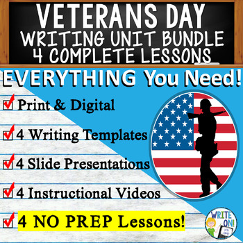 Preview of Veterans Day Writing Unit - 4 Essay Activities Resources, Graphic Organizers