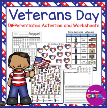 Preview of Occupational Therapy Veterans Day Writing and Math Worksheets and Activities