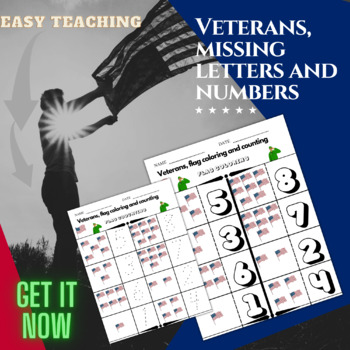 Preview of Veterans Day, flag coloring and counting. easy activities & easy teaching