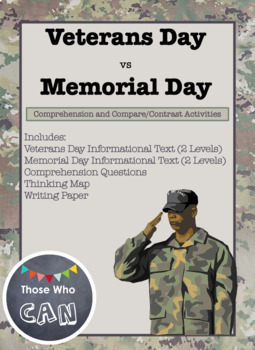 Preview of Veterans Day vs Memorial Day- What is the difference?