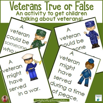 Preview of Veterans True or False Task Card Discussion Activity Task Cards