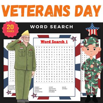 Preview of Veterans Veteran's Day Word Search Puzzles With Solutions - November Activities