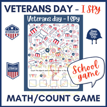 Preview of Veterans day I Spy Counting math logic game Centers classroom phonic no prep 4th