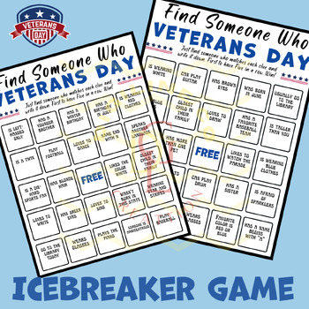 Preview of Veterans day Patriotic Find Someone Who game morning work Activities middle 6th
