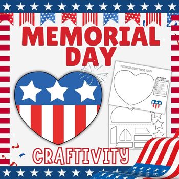 Preview of Memorial day activities: Patriotic Heart Paper Craft Us military american flag