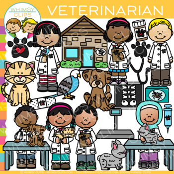 Preview of Kids Community Helper Pet Veterinarian Office Clip Art